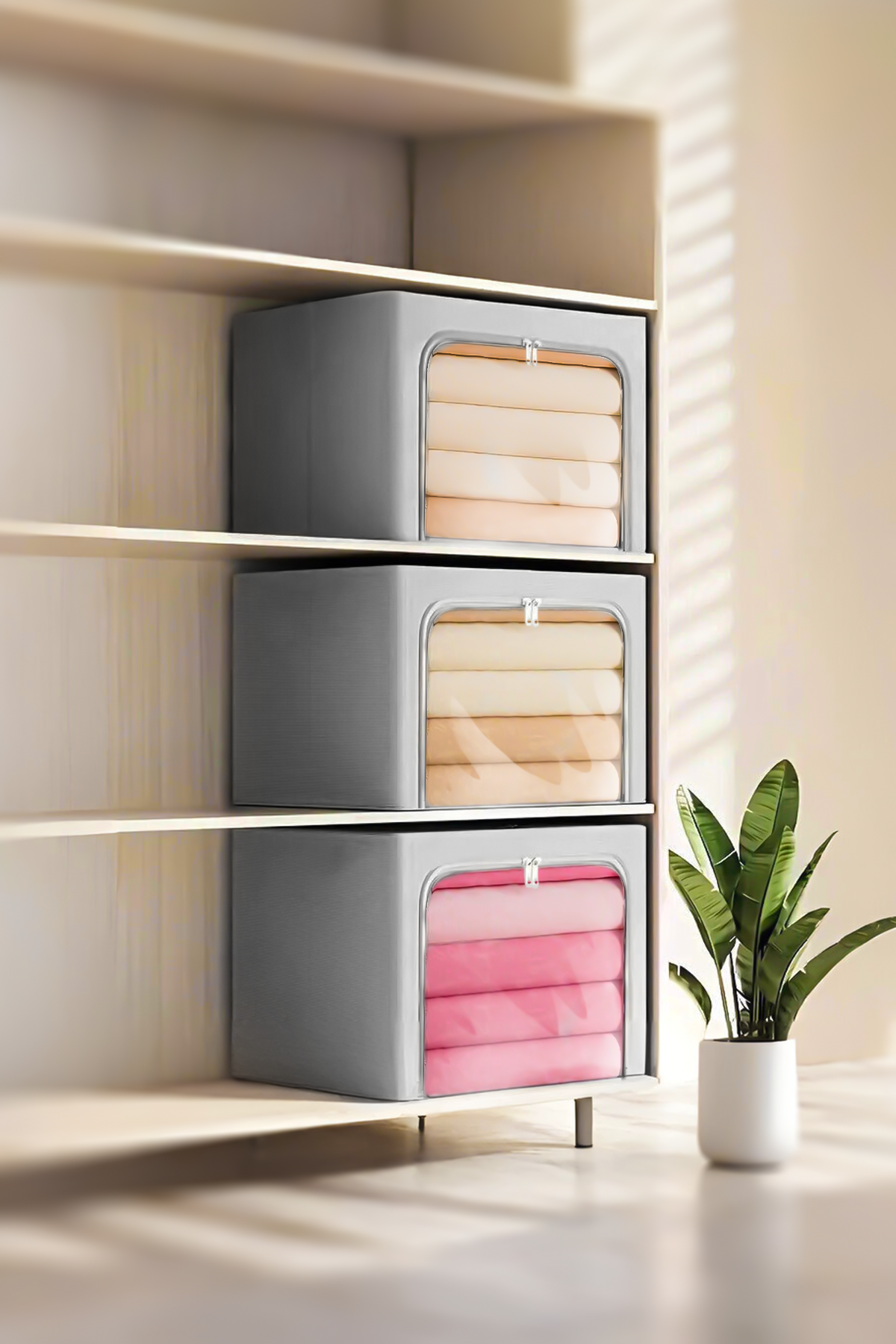 Premium Dolap İçi Düzenleyici Hurç – Çelik Çerçeveli | Pencereli Organizer Kutu - GTG DISCOVER