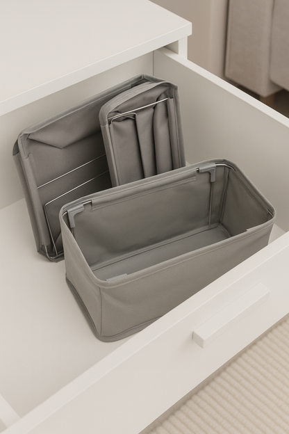 3 'lü Katlanabilir Telli Çekmece Dolap Düzenleyici Set Çekmece Organizeri Saklama Kutusu